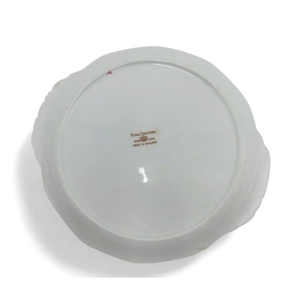 Vintage ROYAL STAFFORD Plate with Handles and Pink Roses 8 Inches - Picture 9 of 13